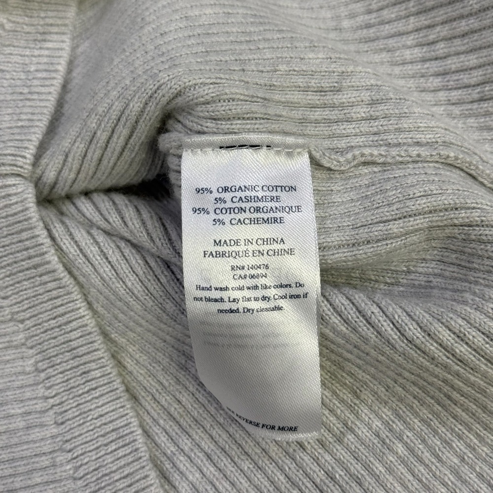 Faherty Mikki Henley Sweater Grey Organic Cotton Cashmere Ribbed Slim Fit Small - Picture 8 of 10